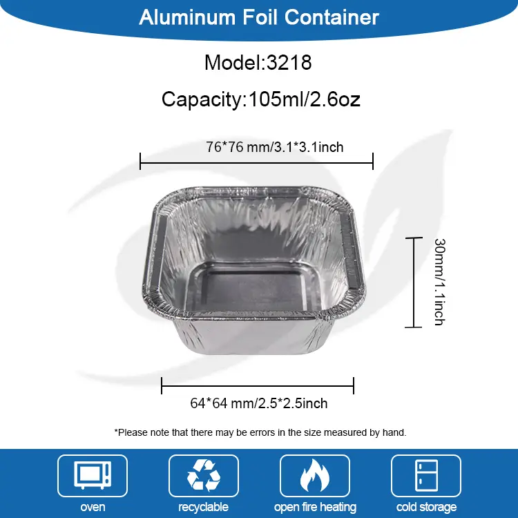 Square Air Fryer မုန့်ဖုတ်ငွေအလူမီနီယံသတ္တုပါးကွန်တိန်နာ