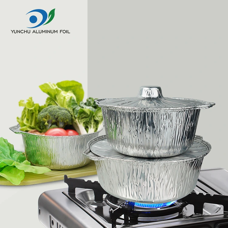 တစ်ခါသုံး hot pots နှင့် pans ငွေအလူမီနီယံသတ္တုပါးကွန်တိန်နာ