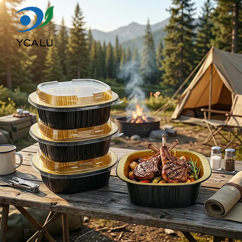 တစ်ခါသုံး binaural စတုရန်းပုံး အနက်ရောင် ရွှေရောင် အလူမီနီယမ် သတ္တုပြားများ