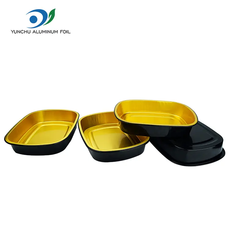 တစ်ခါသုံးအနက်ရောင်ရွှေမုန့်ဖုတ်ဗန်းစိမ်းစတုဂံ