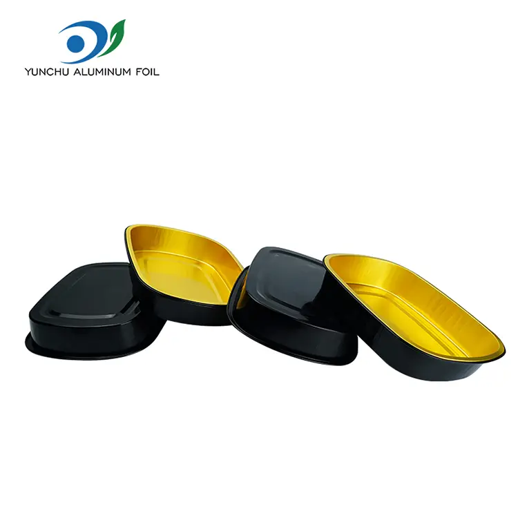 တစ်ခါသုံးအနက်ရောင်ရွှေမုန့်ဖုတ်ဗန်းစိမ်းစတုဂံ