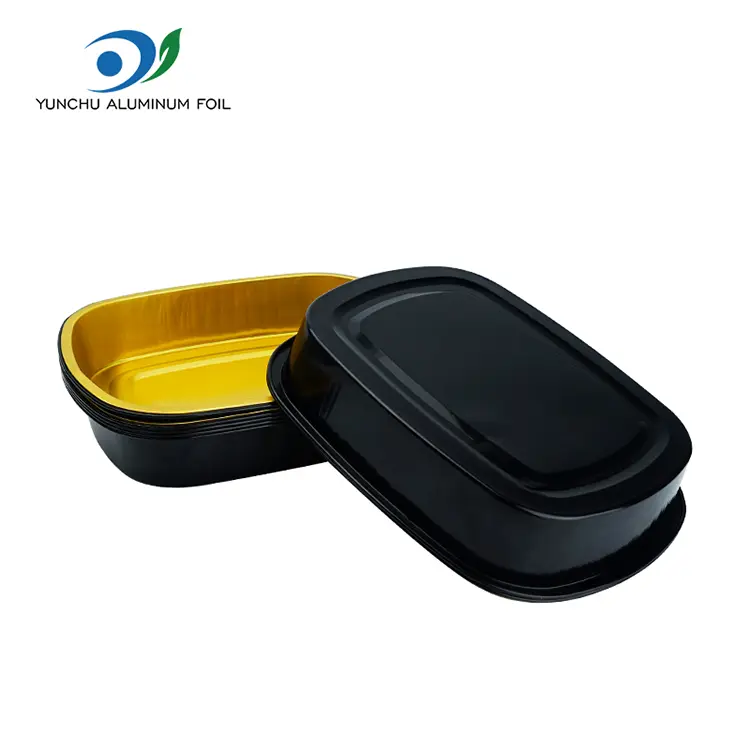 တစ်ခါသုံးအနက်ရောင်ရွှေမုန့်ဖုတ်ဗန်းစိမ်းစတုဂံ