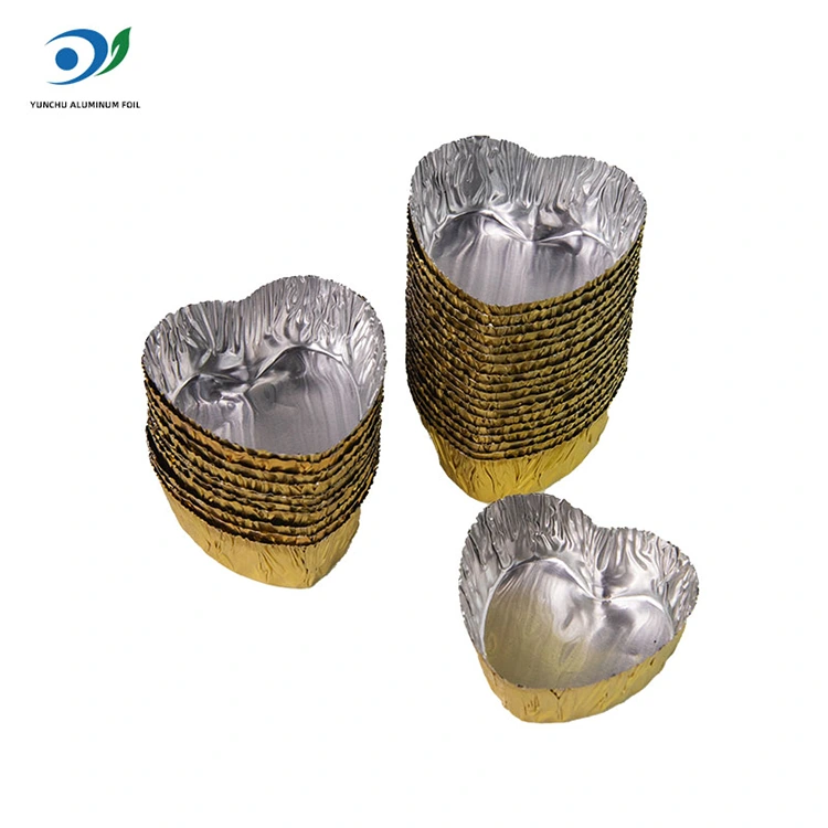 နှလုံးပုံဖော် mini-bake ငွေအလူမီနီယမ်သတ္တုပါးအစားအစာကွန်တိန်နာ