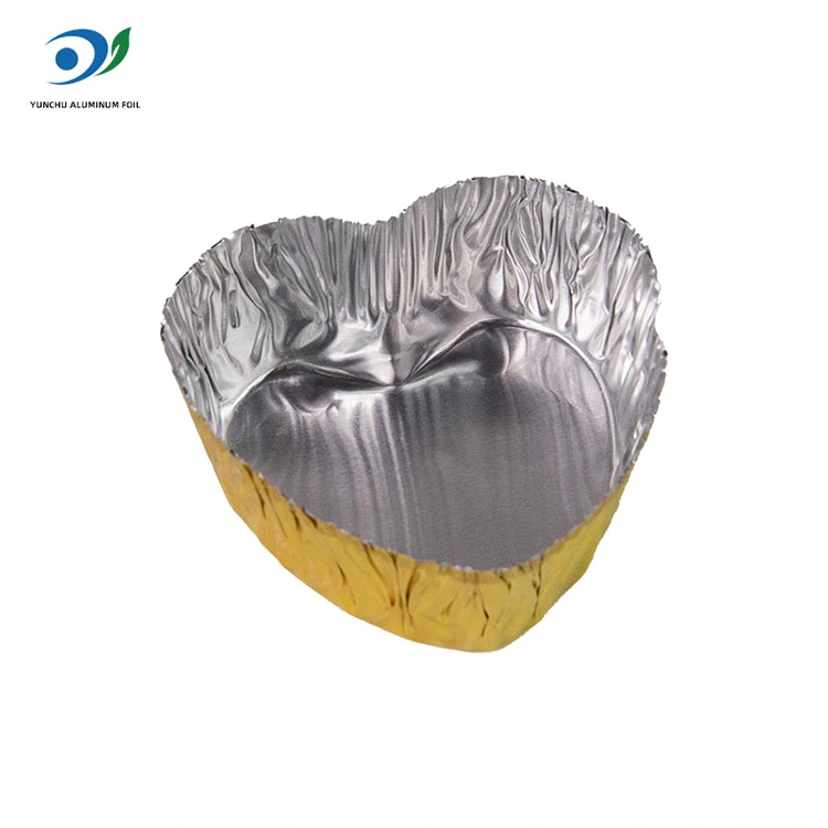 နှလုံးပုံဖော် mini-bake ငွေအလူမီနီယမ်သတ္တုပါးအစားအစာကွန်တိန်နာ