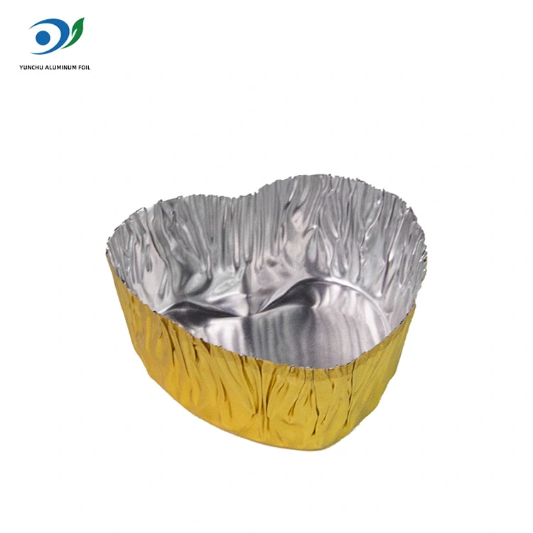 နှလုံးပုံဖော် mini-bake ငွေအလူမီနီယမ်သတ္တုပါးအစားအစာကွန်တိန်နာ