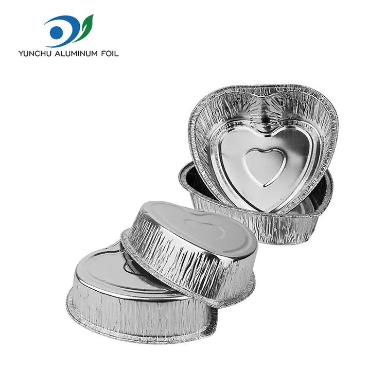 နှလုံး -shaped takeaway cake ငွေအလူမီနီယံသတ္တုပါးကွန်တိန်နာ