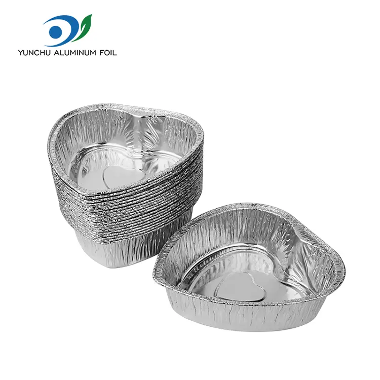 နှလုံး -shaped takeaway cake ငွေအလူမီနီယံသတ္တုပါးကွန်တိန်နာ