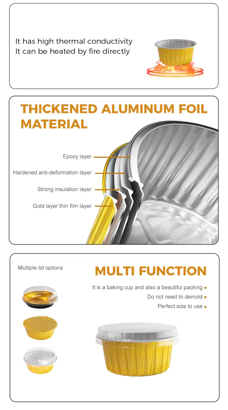 Round baked cakes Smoothwall Aluminum Foil Containers