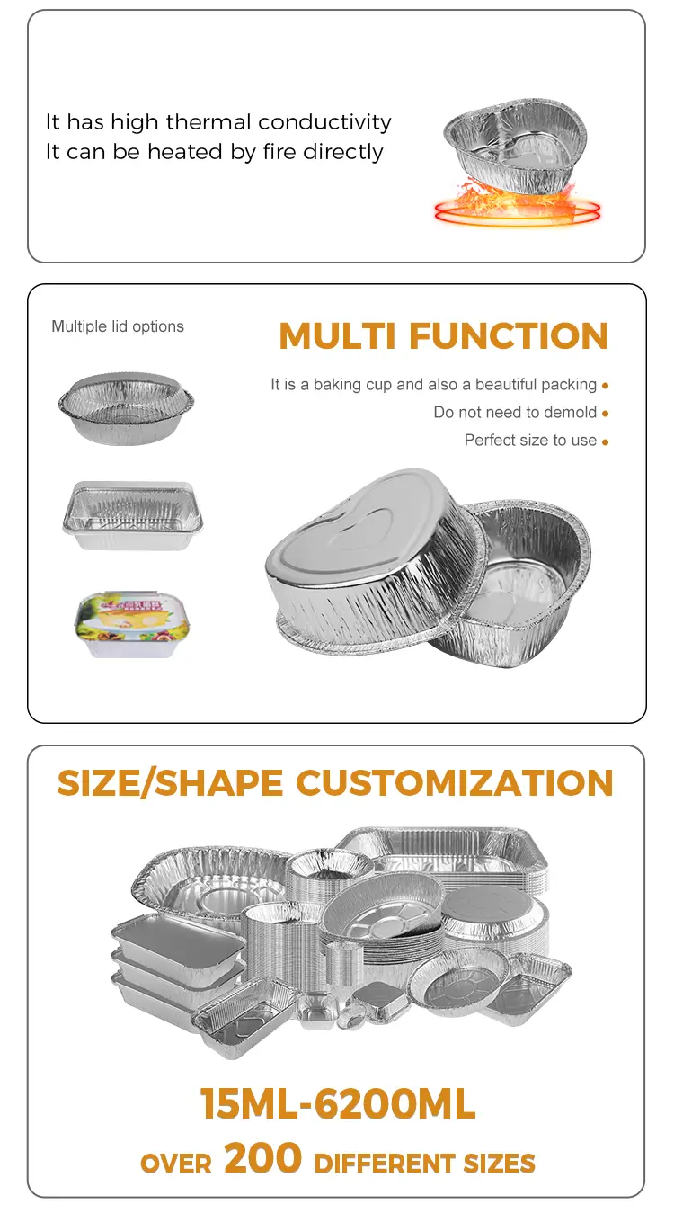 Heart-shaped takeaway cake Silver Aluminum Foil Containers