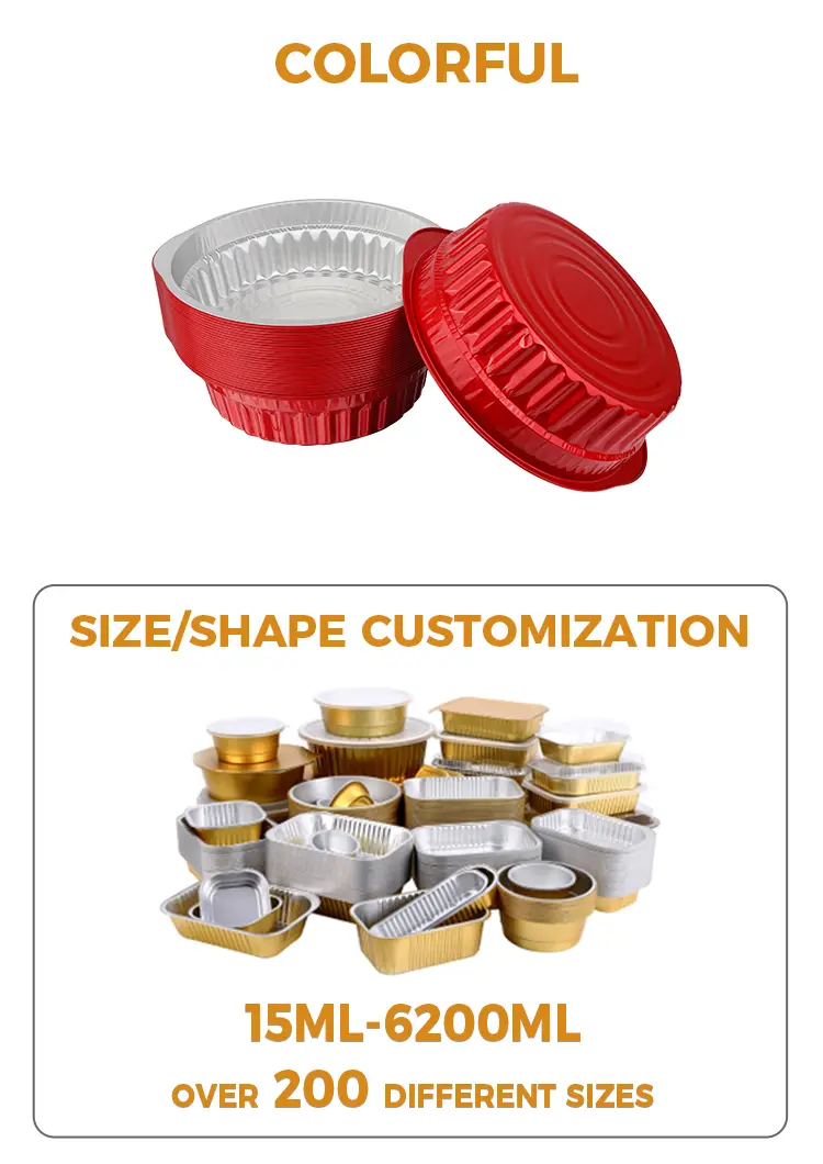 Disposable hot pot pots and pans Red Aluminum Foil Containers