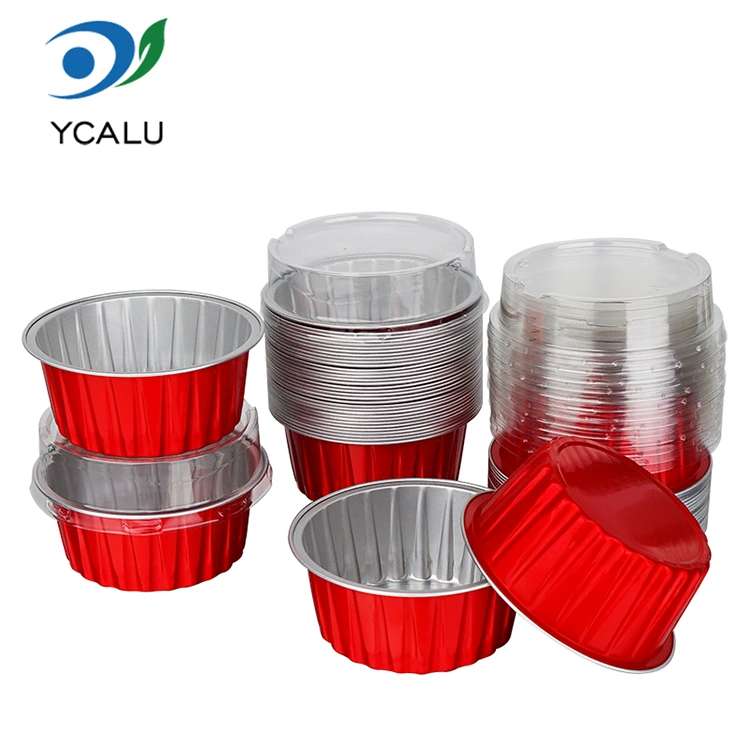 တစ်ကြိမ်ဖုတ်ထားသော ရောင်စုံ ကိတ်မုန့် Smoothwall Aluminum Foil Containers
