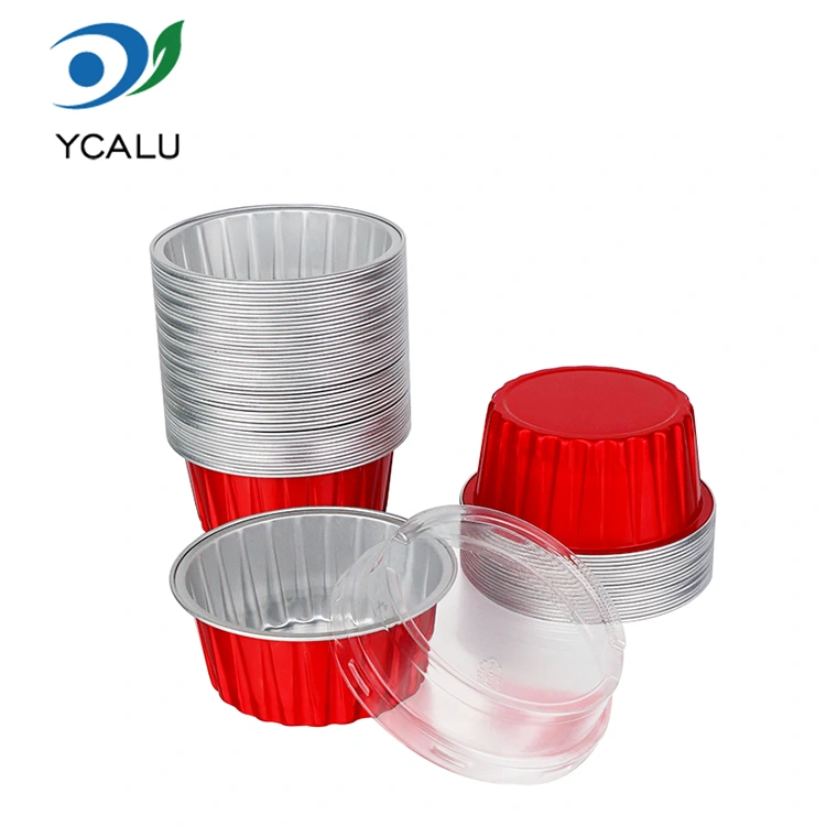 တစ်ကြိမ်ဖုတ်ထားသော ရောင်စုံ ကိတ်မုန့် Smoothwall Aluminum Foil Containers