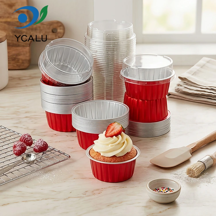 တစ်ကြိမ်ဖုတ်ထားသော ရောင်စုံ ကိတ်မုန့် Smoothwall Aluminum Foil Containers တစ်ကြိမ်ဖုတ်ထားသော ရောင်စုံ ကိတ်မုန့် Smoothwall Aluminum Foil Containers