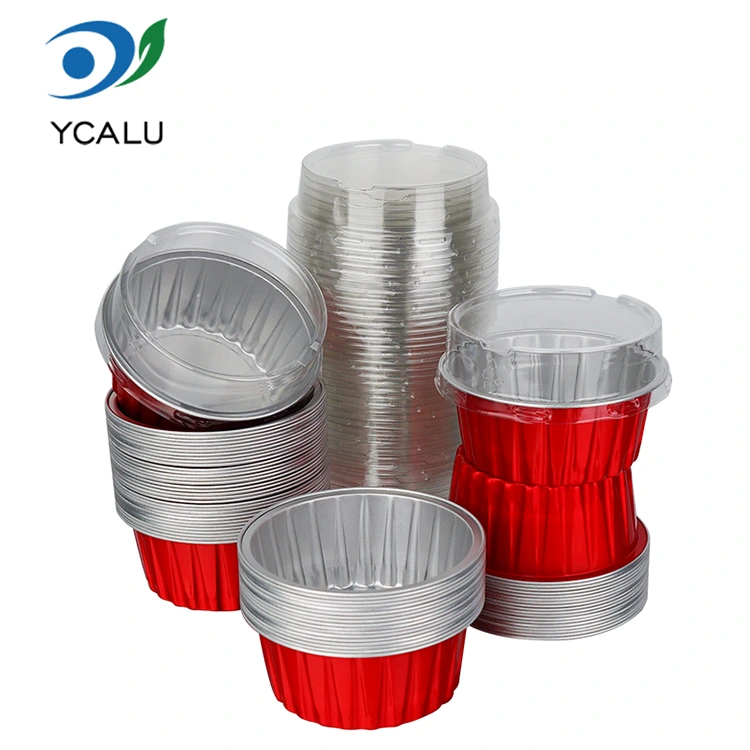တစ်ကြိမ်ဖုတ်ထားသော ရောင်စုံ ကိတ်မုန့် Smoothwall Aluminum Foil Containers