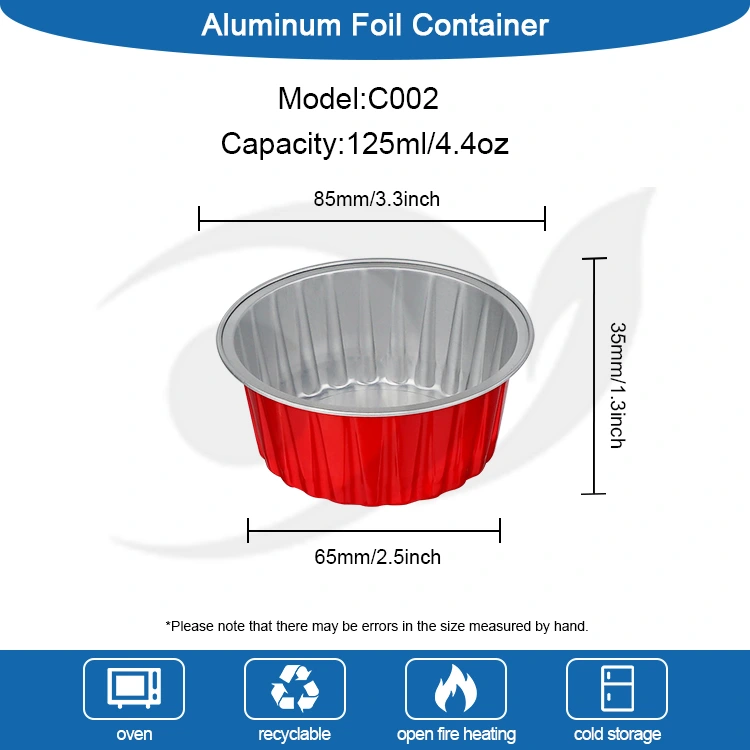 တစ်ကြိမ်ဖုတ်ထားသော ရောင်စုံ ကိတ်မုန့် Smoothwall Aluminum Foil Containers