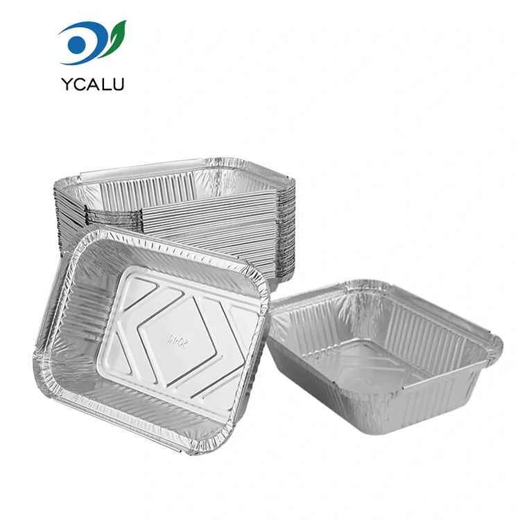 စတုဂံမုန့်ဖုတ်သည့်နေ့လည်စာသေတ္တာ Silver Aluminum Foil Contains