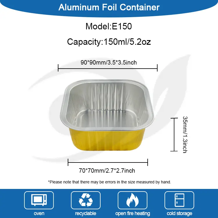Square Baking Smoodwall Aluminum သတ္တုပါးကွန်တိန်နာ
