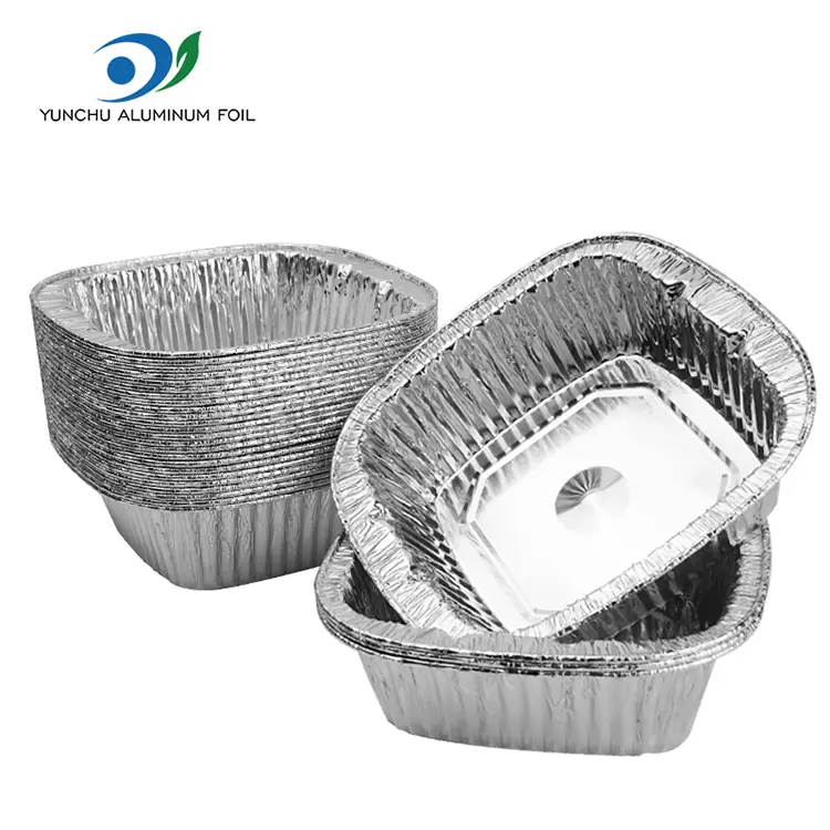 Square Silver Takeaway အလူမီနီယံသတ္တုပါးကွန်တိန်နာထုပ်ပိုး