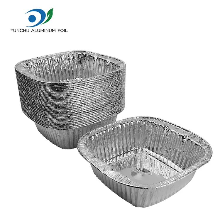 Square Silver Takeaway အလူမီနီယံသတ္တုပါးကွန်တိန်နာထုပ်ပိုး