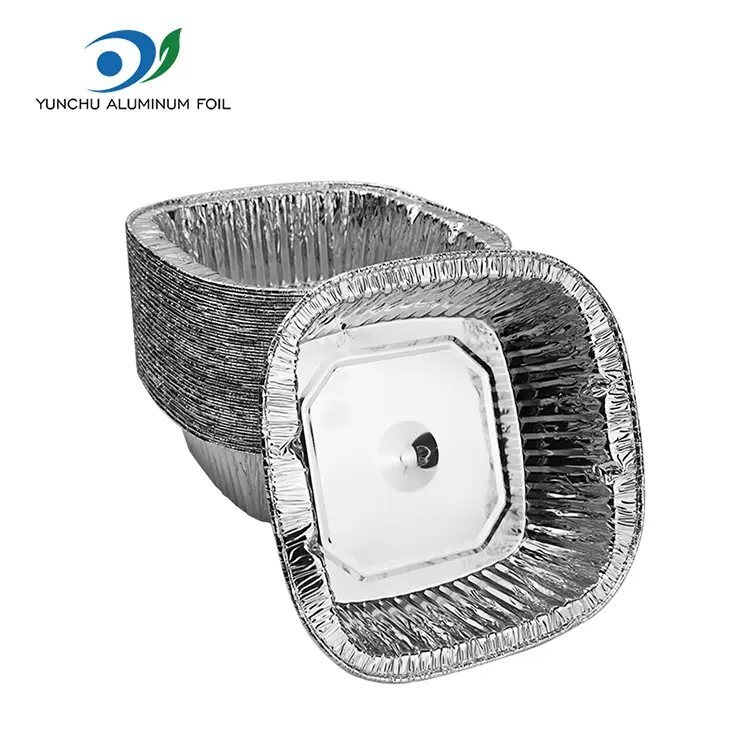 Square Silver Takeaway အလူမီနီယံသတ္တုပါးကွန်တိန်နာထုပ်ပိုး