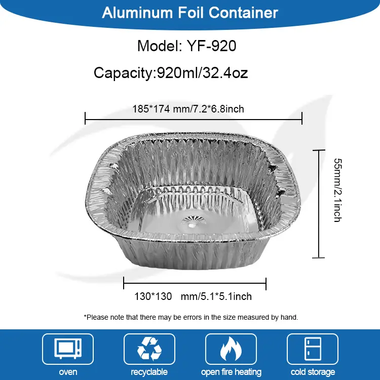 Square Silver Takeaway အလူမီနီယံသတ္တုပါးကွန်တိန်နာထုပ်ပိုး