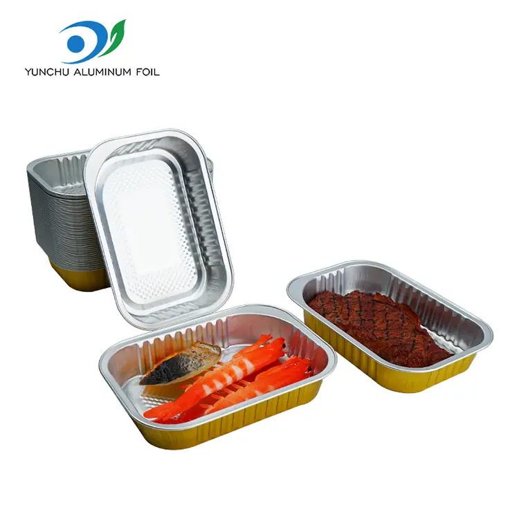 စတုရန်း takeaway takeaway ထမင်းစားပွဲရွှေအလူမီနီယံသတ္တုပါးကွန်တိန်နာ