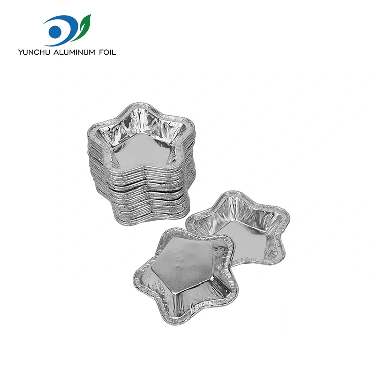 Aluminum သတ္တုပါးအစားအစာကွန်တိန်နာကိုမုန့်ဖုတ်ရန်အတွက်ကြယ်ပွင့်ပုံစံအလူမီနီယမ်ဒိုင်ပါးဖလားများ