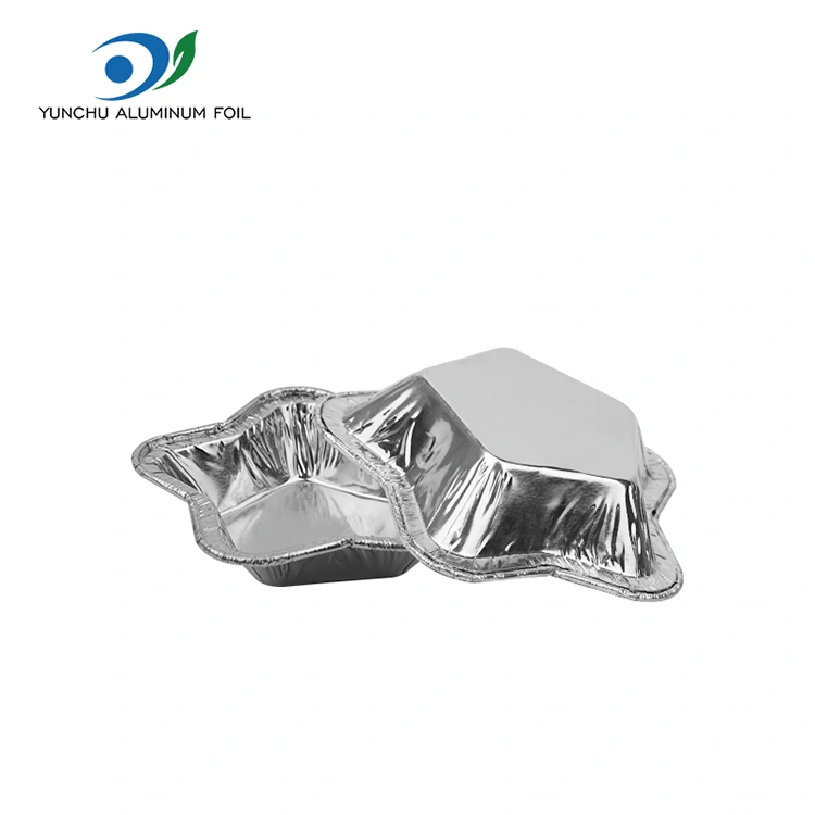 Aluminum သတ္တုပါးအစားအစာကွန်တိန်နာကိုမုန့်ဖုတ်ရန်အတွက်ကြယ်ပွင့်ပုံစံအလူမီနီယမ်ဒိုင်ပါးဖလားများ