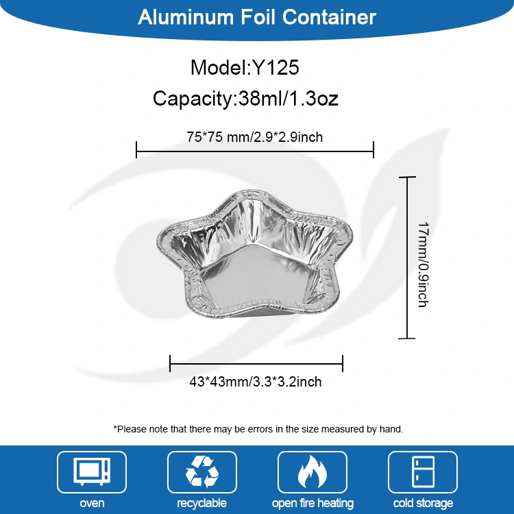 Aluminum သတ္တုပါးအစားအစာကွန်တိန်နာကိုမုန့်ဖုတ်ရန်အတွက်ကြယ်ပွင့်ပုံစံအလူမီနီယမ်ဒိုင်ပါးဖလားများ
